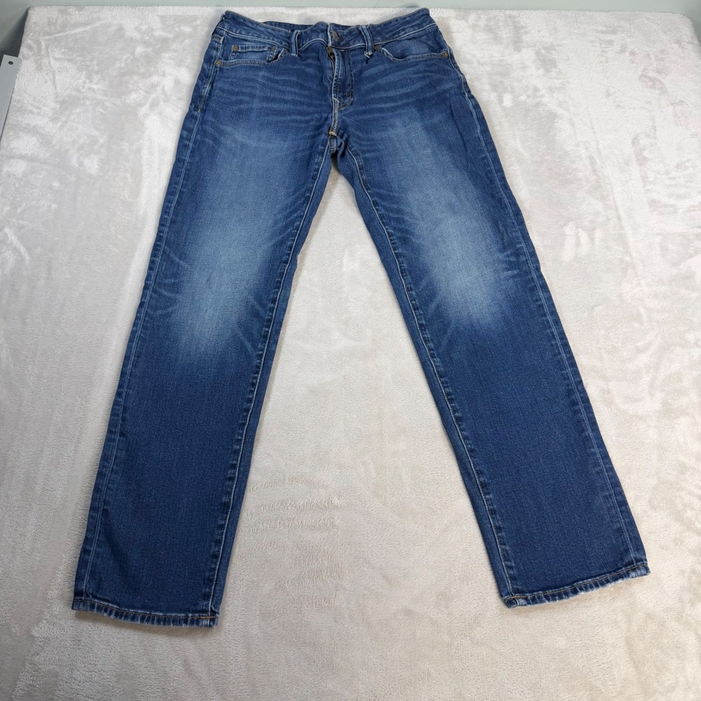 American Eagle Slim Straight Airflex+ Mens 32x34 Blue Cotton Stretch Denim Jeans